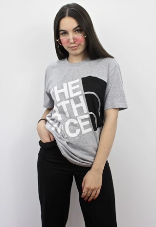 90'S RETRO GREY SPELL-OUT T-SHIRT