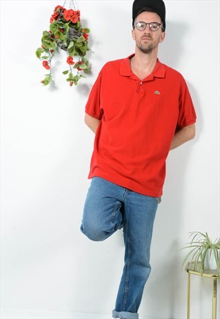 VINTAGE 90S LACOSTE POLO SHIRT RED UNISEX SIZE XL
