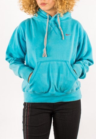 VINTAGE 90S BLUE NIKE SWOOSH HOODIE PULLOVER