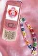 flower power pearl rainbow chunky bead phone strap charm