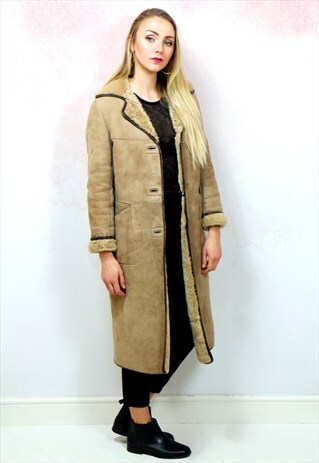 1980S VINTAGE BROWN SHEARLING LINED SHEEPSKIN COAT