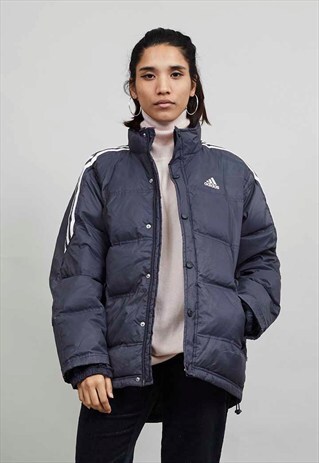 90'S GREY CLASSIC OVERSIZED DOWN ADIDAS PUFFER JACKET