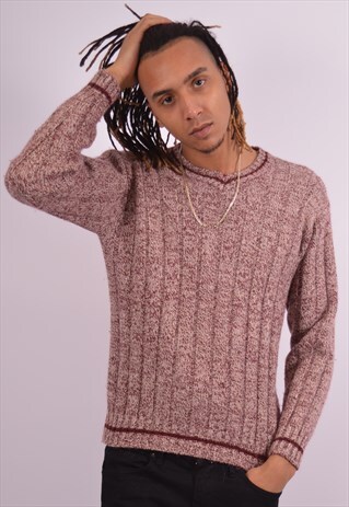 AVIREX MENS VINTAGE JUMPER SWEATER SMALL MAROON 90S
