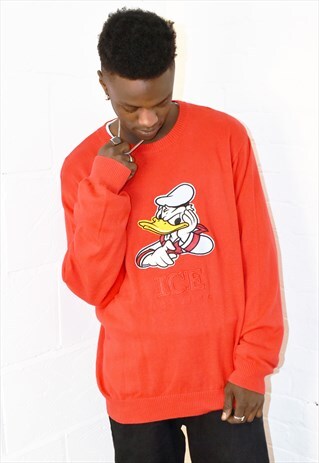VINTAGE 90S ICEBERG DAFFY DUCK LIGHT KNIT JUMPER