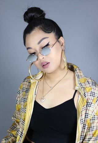 SILVER MIRROR SUMMER 90S Y2K ROUND SUNGLASSES SHADES