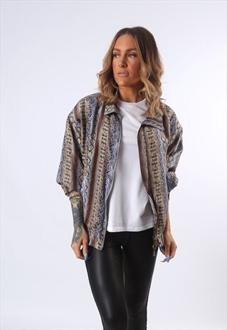 SILK BOMBER JACKET PRINT PATTERNED OVERSIZED 90'S (E4P)