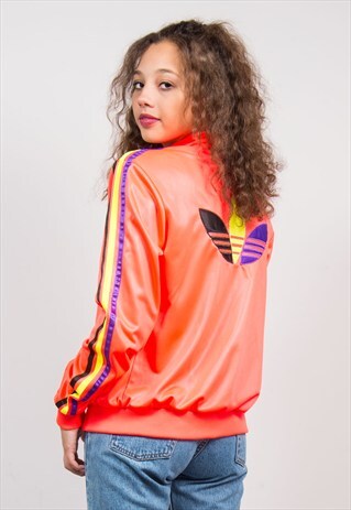 VINTAGE BRIGHT ORANGE PINK ADIDAS TRACKSUIT TOP
