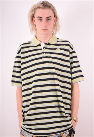 KAPPA MENS VINTAGE POLO SHIRT XXL GREEN STRIPES 90S