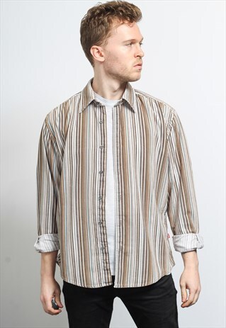 VINTAGE CORDUROY CORD STRIPED SHIRT