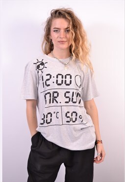 Vintage Moschino Time T-Shirt Top Grey