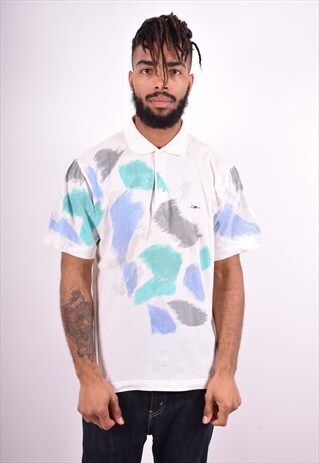 MENS VINTAGE POLO SHIRT LARGE WHITE 90'S