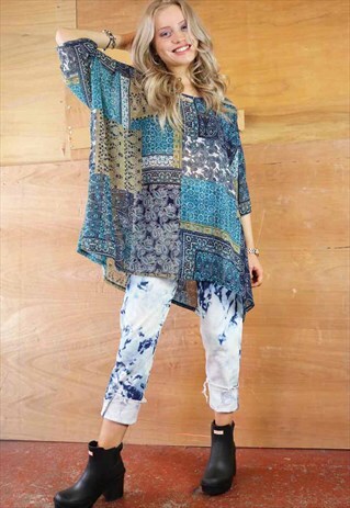 PATCHWORK PAISLEY SEMI SHEER BIG TEE