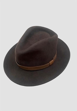 70's Vintage Style New Brown Wool Fedora Brown Band Hat