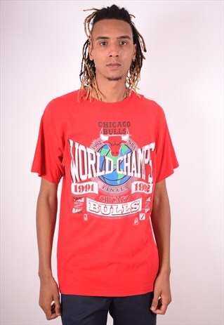 MENS VINTAGE CHICAGO BULLS T-SHIRT TOP LARGE RED 90S