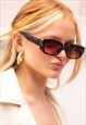 TORTOISE SHELL ROUNDED RECTANGLE 90S LOOK SUNGLASSES