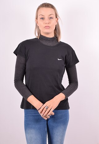 NIKE WOMENS VINTAGE T-SHIRT TOP LARGE BLACK 90S