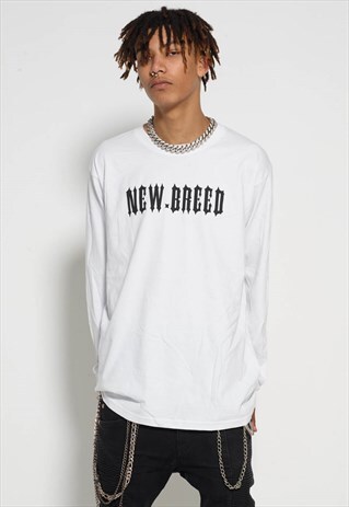 WHITE BLACK GOTHIC CORE LONG SLEEVE T-SHIRT