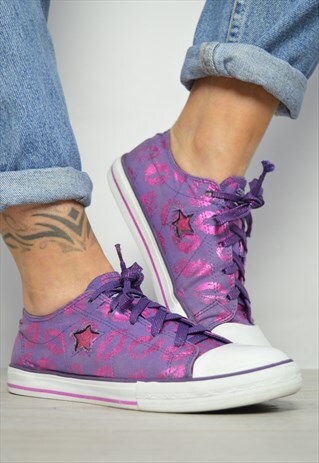 90S CONVERSE PURPLE & METALLIC PINK KISS PRINT OX SHOES