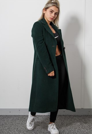 VINTAGE TRENCH COAT JACKET IN UK 10 GREEN
