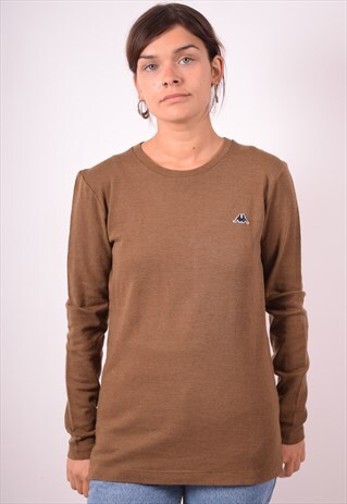 KAPPA WOMENS VINTAGE TOP LONG SLEEVE LARGE BROWN 90S