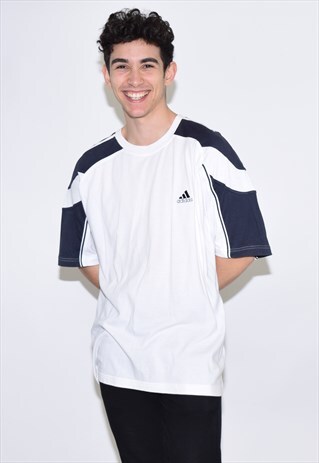 VINTAGE 90S WHITE ADIDAS CREW NECK T SHIRT