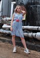 Vintage 90's pastel abstract festival mini dress in blue
