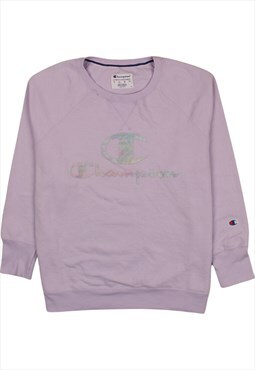 Vintage 90's Champion Sweatshirt Spellout Crew Neck Purple