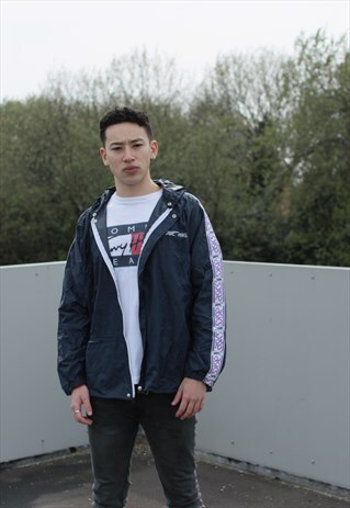 VINTAGE NAVY ASICS RAIN COAT