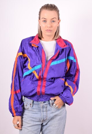 WOMENS VINTAGE TRACKSUIT TOP JACKET XL MULTI 90'S