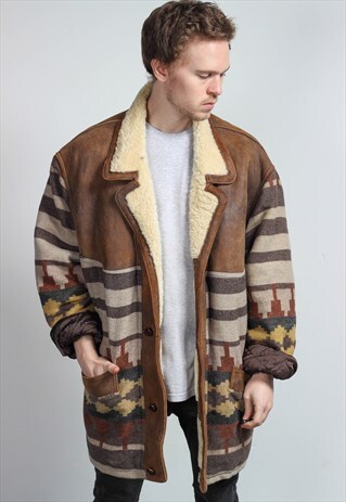 VINTAGE OVERSIZED AZTEC SHERPA JACKET