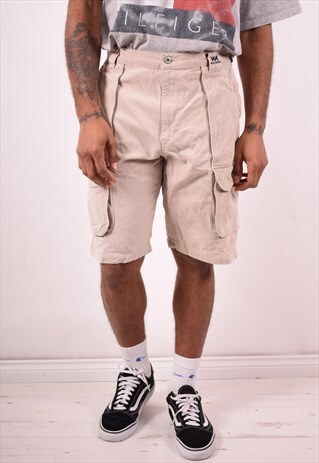 HELLY HANSEN MENS VINTAGE CARGO SHORTS W38 BEIGE 90S