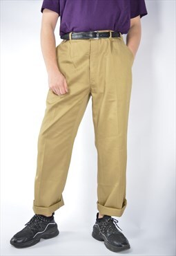 Vintage brown classic 80's straight cotton trousers 