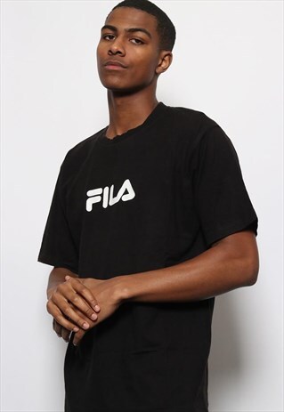VINTAGE FILA BIG LOGO SPELLOUT T-SHIRT BLACK