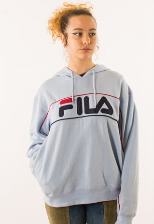 VINTAGE BABY BLUE SPELLOUT HOODIE PULLOVER