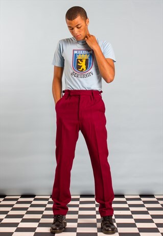 VINTAGE UNISEX MILITARY TAILORED DRESS TROUSERS IN CRIMSON