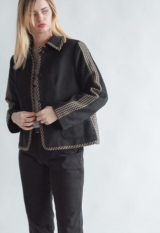 VINTAGE 70S BOHO BOXY JACKET WITH CONTRAST DETAIL