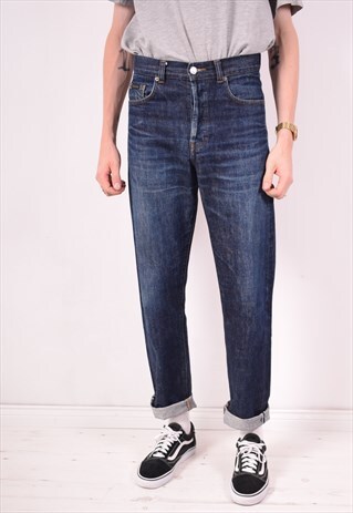 CALVIN KLEIN MENS VINTAGE JEANS W29 L33 NAVY BLUE 90S
