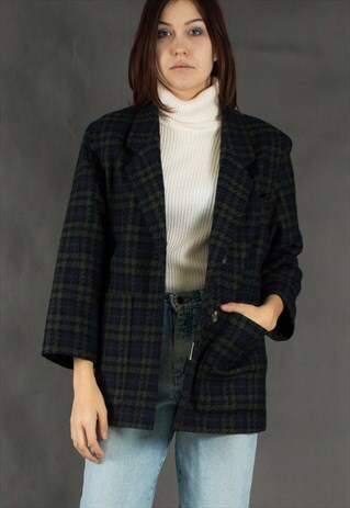 60S WOMENS CHECKERED BLAZER MADE IN WEST GERMANY