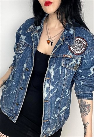 MOTORHEAD BLEACHED CUSTOMISED VINTAGE DENIM JACKET 