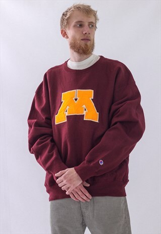 VINTAGE MENS CHAMPION MICHIGAN LOGO SWEATSHIRT CREW NECK