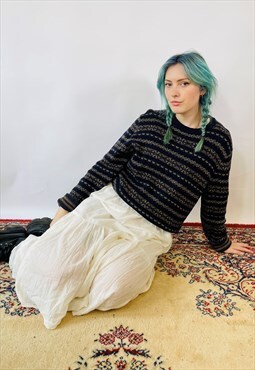 Vintage Chunky Knitted 90s Grunge Abstract Patterned Jumper