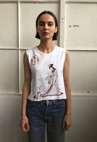 VINTAGE 90' BEAUTIFUL AMAZING ASIA WHITE TOP