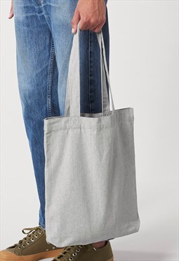 54 Floral Essential Woven Cotton Shoulder Tote Bag - Grey
