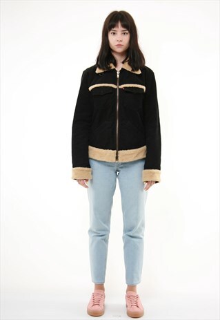 90S VINTAGE LEVI'S SHERPA CORDUROY CROP JACKET 723