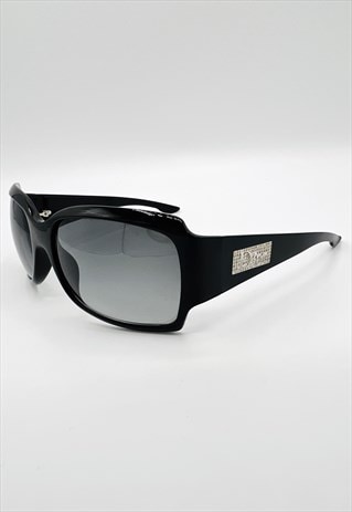 Christian Dior Sunglasses Black Rectangle Logo Crystal Night
