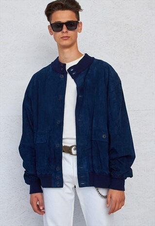 VINTAGE NAVY SUEDE JACKET