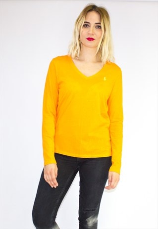 RETRO RALPH LAUREN ORANGE V-NECK SWEATSHIRT