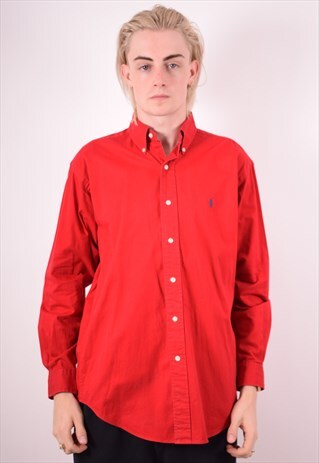 RALPH LAUREN MENS VINTAGE SHIRT LARGE RED 90S