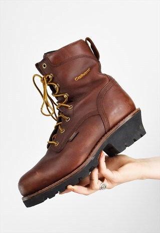 VINTAGE CARHARTT MEN'S 3938 STEEL TOE LOGGER/LINEMAN BOOT