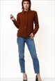 BROWN HANDKNITTED KNITWEAR OLDSCOOL JUMPER CARDIGAN 5259